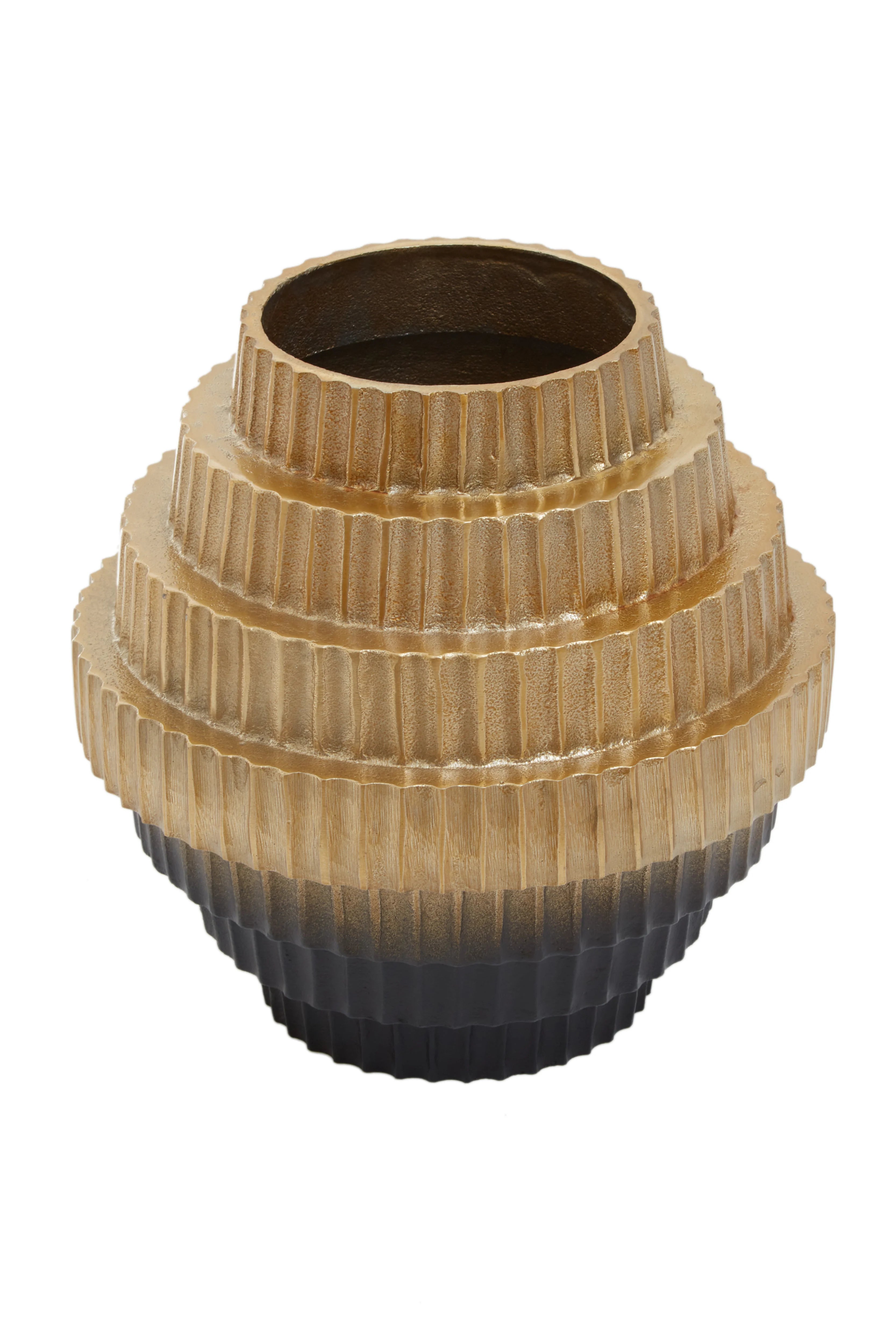 Alto Stacked Ombre Gold & Black Vase | Small